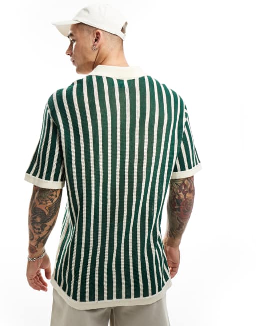 トップスその他 XTONZ XTK098 Flow round short sleeve knit KHAKI XTK098KH COURT SHORT SLEEVE TOP | Men | Saxon Green | Men's T-Shirts
