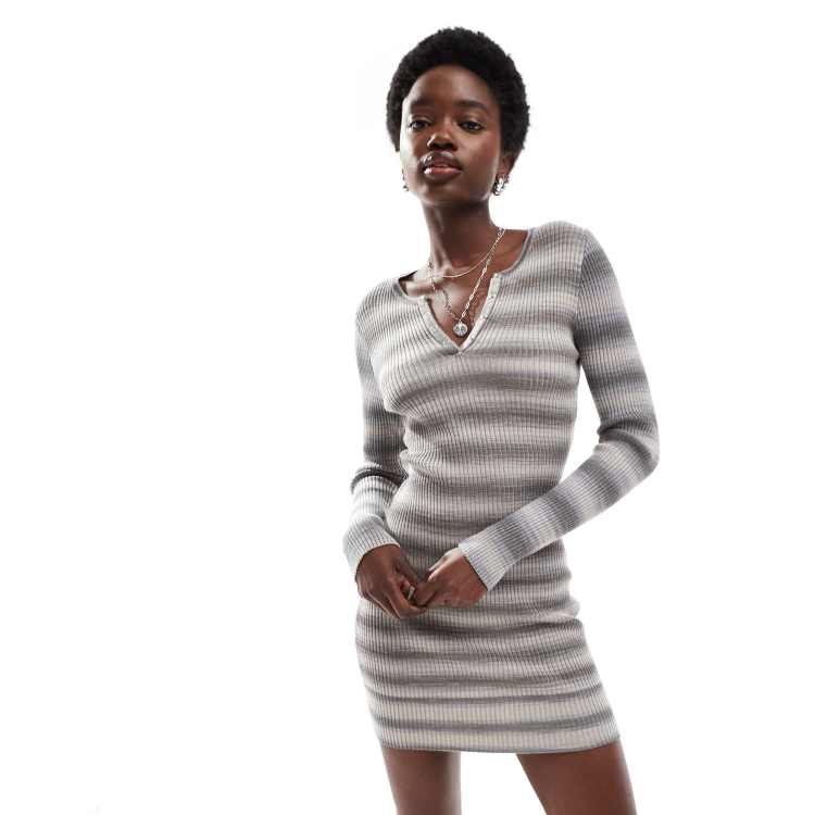 ezra cotton knit mini dress On rib in space dye Nora dress