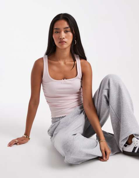 Cotton On rib lace ruched lank in tender pink - view 1