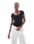 [Cotton:On] Cotton On rib scoop neck short sleeve top in black XL BLACK