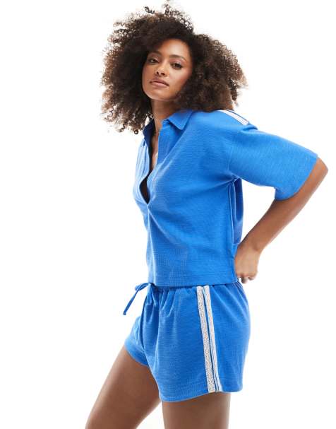 Cotton On ribbed beach shorts in tranquil blue