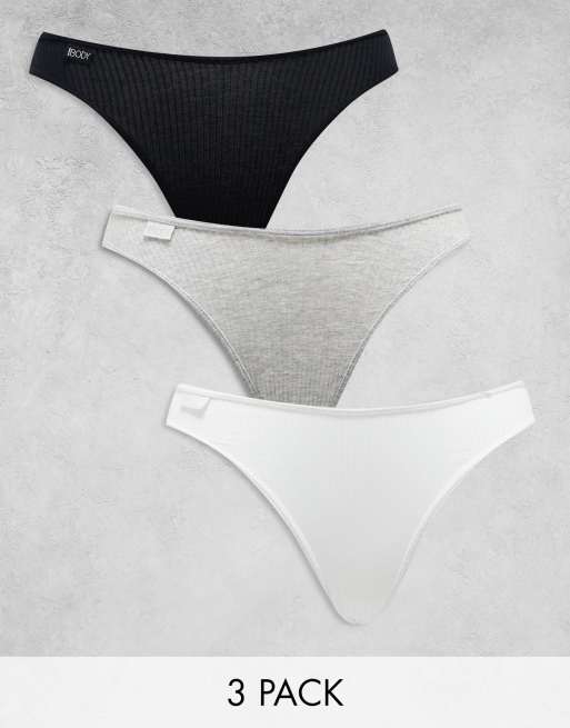 Monki pointelle thong in white and rose print - part of a set