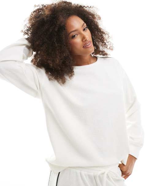 Cotton On ribbed long sleeve beach top in white - view 1