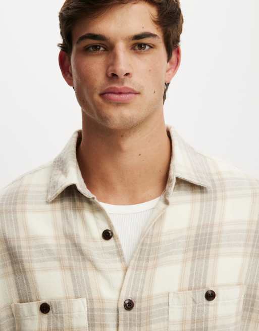 Cotton On Richmond long sleeve shirt in beige, 3 of 4