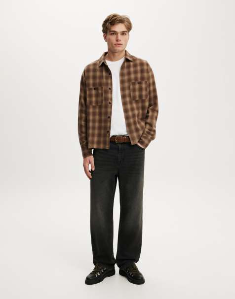 Cotton On Richmond long sleeve shirt in brown - view 1