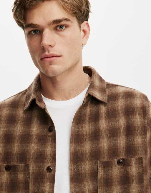 Cotton On Richmond long sleeve shirt in brown, 3 of 4