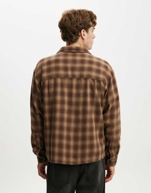 Cotton On Richmond long sleeve shirt in brown, 4 of 4