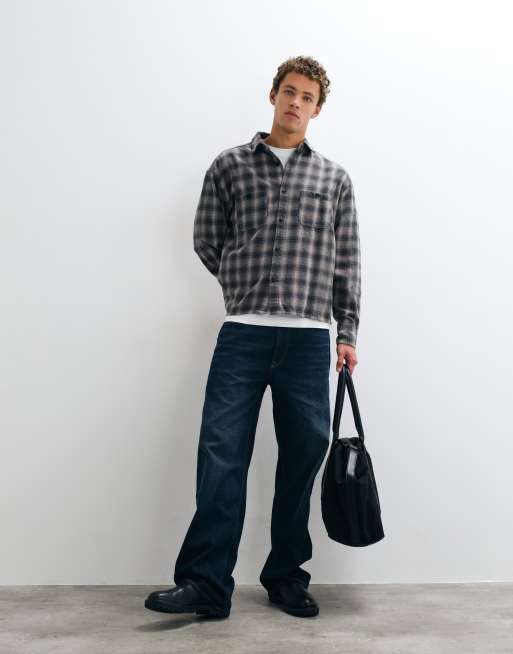 Cotton On richmond long sleeve shirt in charcoal ombre check, 2 of 5