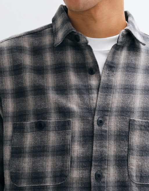 Cotton On richmond long sleeve shirt in charcoal ombre check, 5 of 5