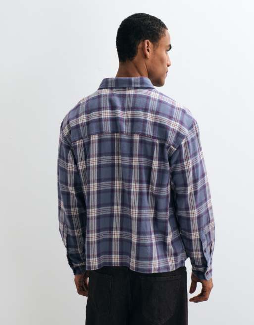Cotton On richmond long sleeve shirt in washed blue window check, 2 of 5