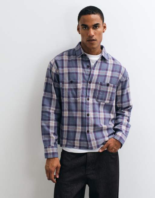 Cotton On richmond long sleeve shirt in washed blue window check, 3 of 5