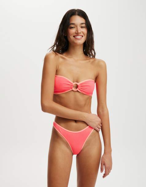 Cotton On Ring front bandeau bikini top in pink - PINK - view 1