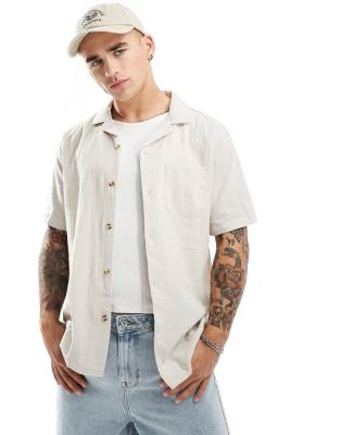 Cotton:on Cotton On Riviera Short Sleeve Shirt In Light Taupe-brown