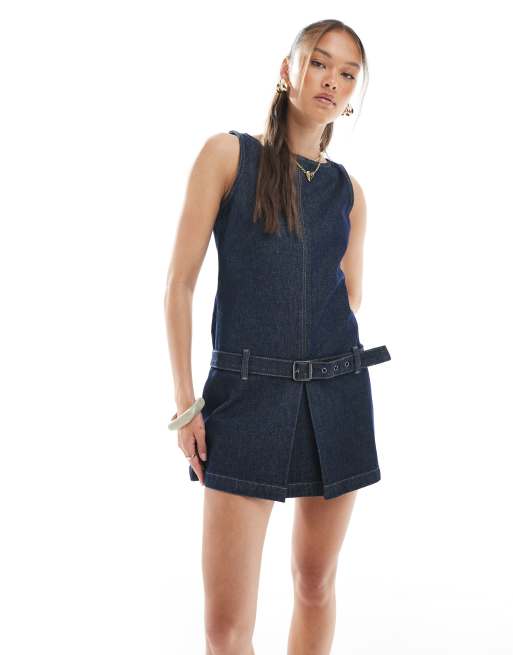 Cotton On - Robe courte en denim avec coutures apparentes - Bleu foncé, 2 de 4