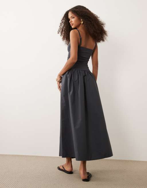 Cotton On - Romee - Maxi jurk met gesmokte zijkant in grijs, 4 van 4