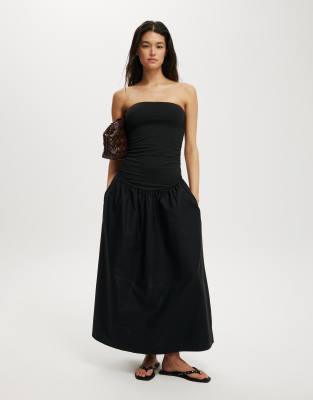Cotton On Romee Shirred Side Maxi Dress In Black | ModeSens