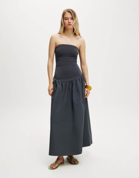 Cotton On Romee shirred side maxi dress in blue  - MBLUE