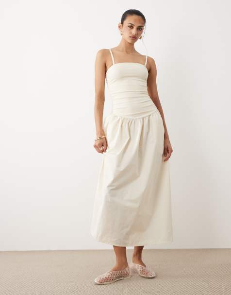 Cotton On romee shirred side maxi dress in porcelain - view 1