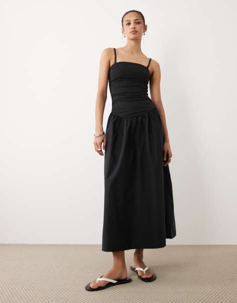 Cotton On - Romee - Vestito lungo nero con arricciature laterali - view 1