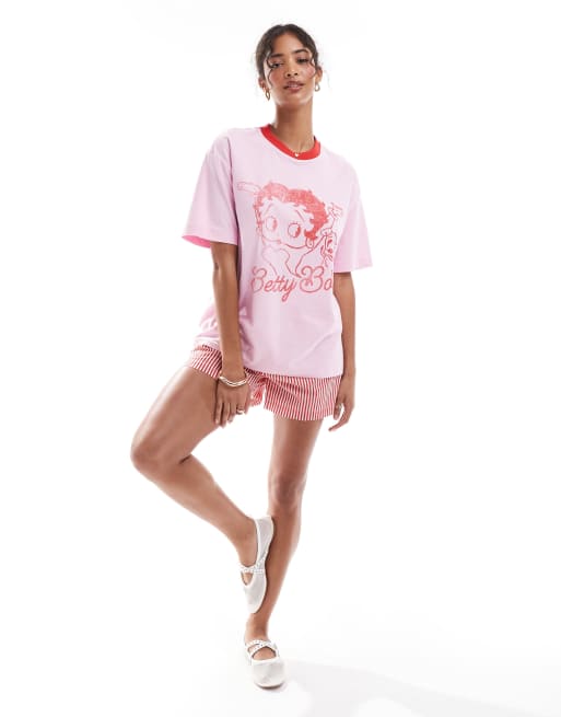 Cotton On – Rosa, avslappnad t-shirt med Betty Boop-tryck, 4 av 4
