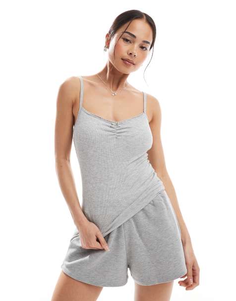Cotton On rosette detail cami sleep top in grey marl - view 1