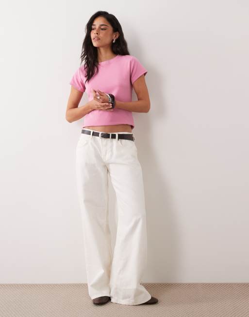 Cotton On – Różowy krótki i obcisły T-shirt w stylu lat 90., 2 z 4