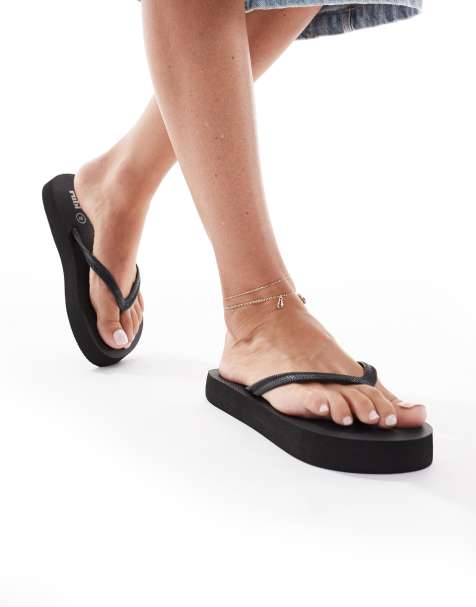 Cotton On rubi flatform flip flop in black - view 1