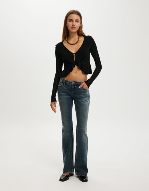 Cotton On Ruffle knit cardi in black, 2 of 4
