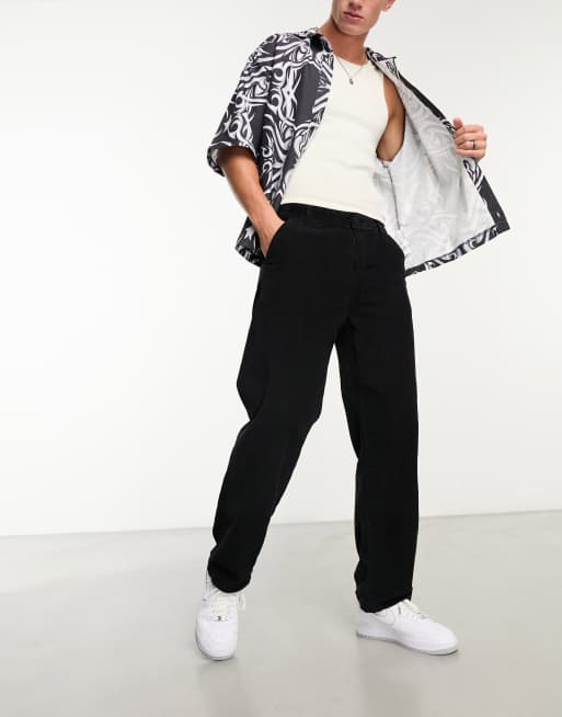 Cotton On - Ruimvallende broek in zwart corduroy 