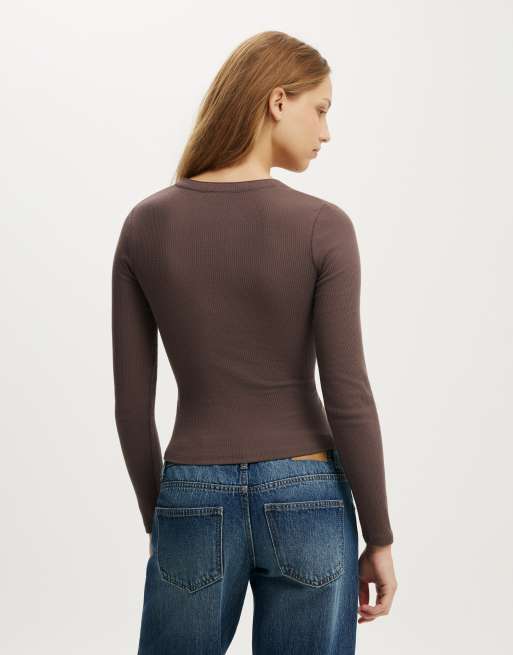 Cotton On - Ryan - Brun langærmet henley-top, 4 af 4