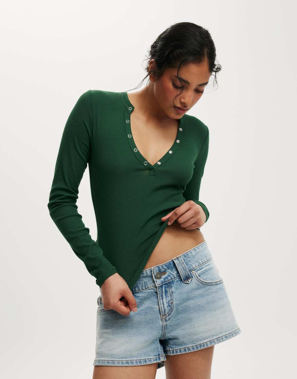 Cotton  On Ryan henley long sleeve in green