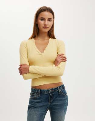 Cotton On Ryan Henley long sleeve T-shirt in gold