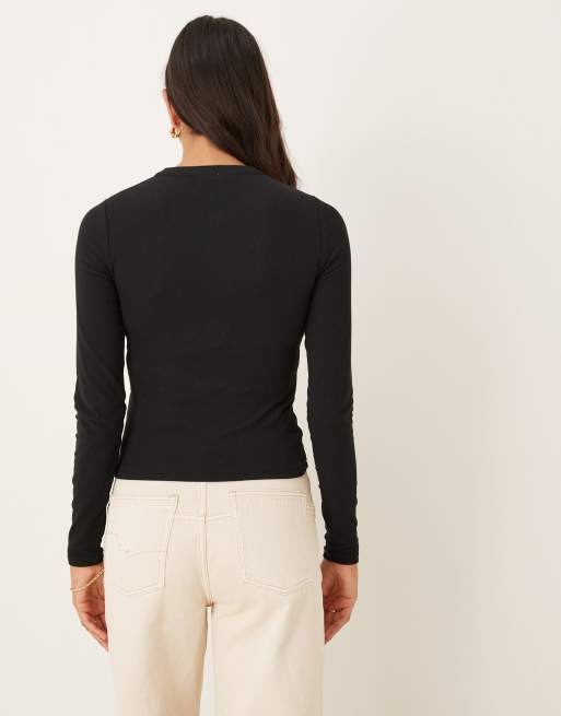 Cotton On Ryan henley long sleeve top in black , 3 of 4