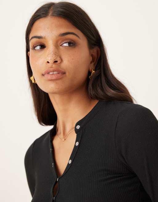 Cotton On Ryan henley long sleeve top in black , 4 of 4