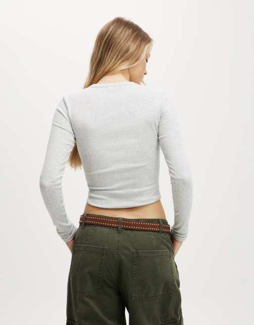 Cotton  On Ryan henley long sleeve in grey