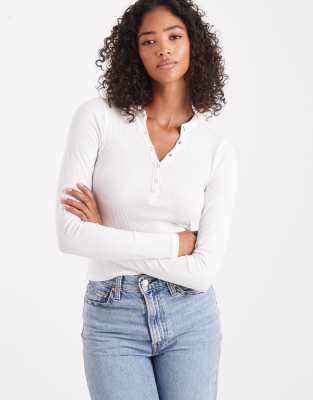 Cotton On Ryan Henley Long Sleeve Top In White