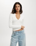 [Cotton:On] Cotton On Ryan henley long sleeve top in white 14 WHITE
