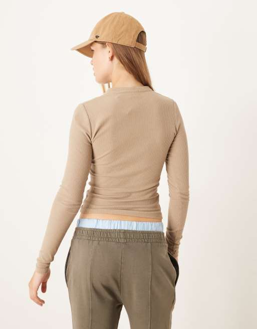 Cotton On - Ryan - Henley T-shirt met lange mouwen in beige, 4 van 4