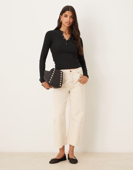 Cotton On - Ryan - Top a maniche lunghe nero con scollo serafino , 2 di 4