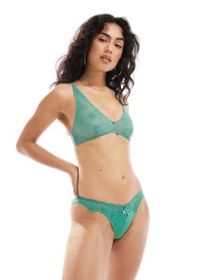 Cotton On Cotton On sabrina lace g string brief in light vine-Green