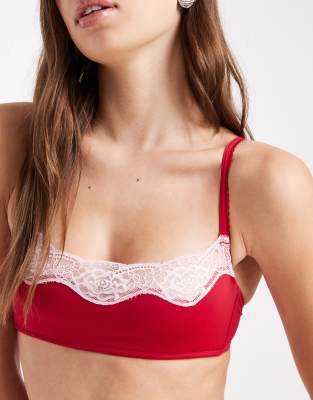 Cotton On Sabrina Lace Scoop Bralette In Red