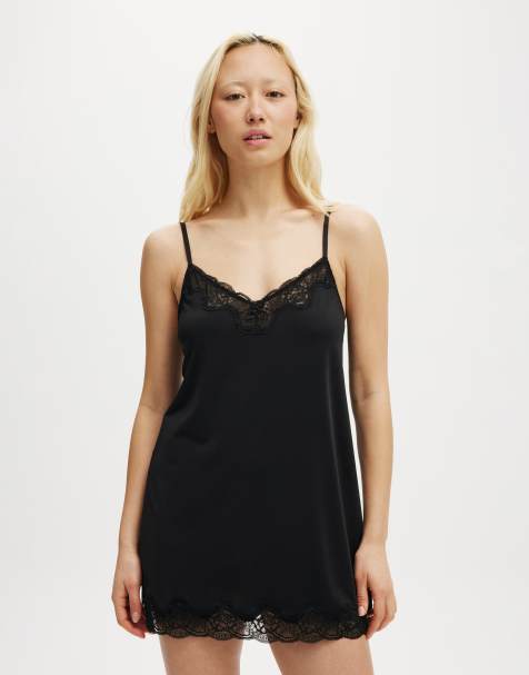Cotton On Sabrina lace trim slip in black - view 1