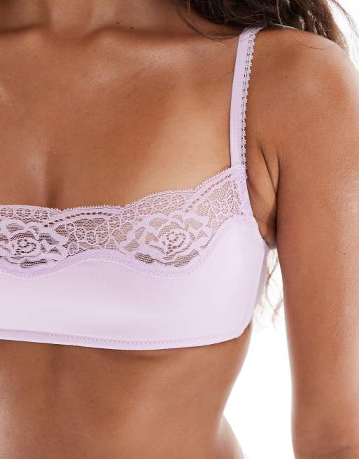 Cotton On - Sabrina - Lyslilla bralette med blondekant og dyb rund hals, 2 af 4