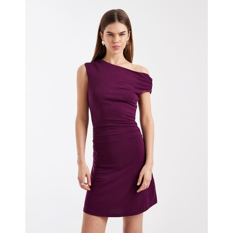 Cotton On sandy asymmetric mini dress in blackberry belle | ASOS