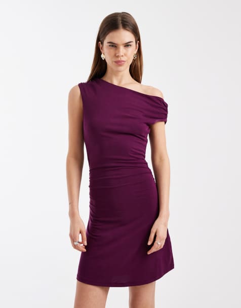Cotton On – Sandy – Asymmetrisches Minikleid in der Farbe Blackberry Belle - view 1