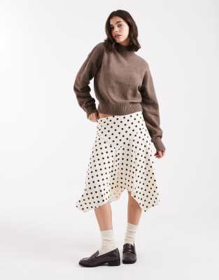 Cotton On - Sandy - Jupe mi-longue asymétrique - Pois-Multicolore