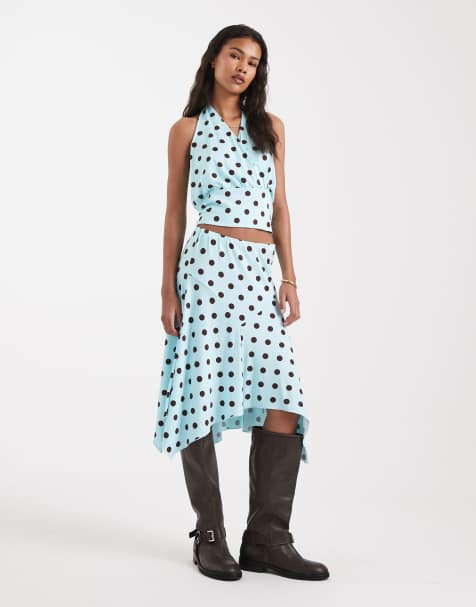 Cotton On sandy wrap halter top in polka dot co-ord - view 1