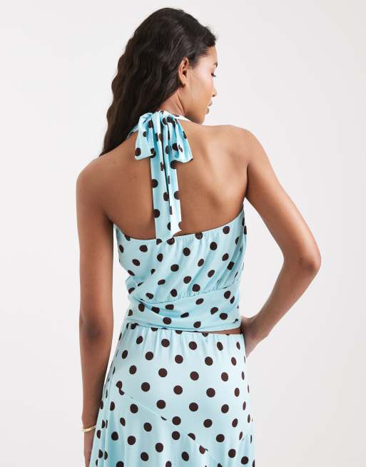 Cotton On sandy wrap halter top in polka dots - Part of a set-Multi