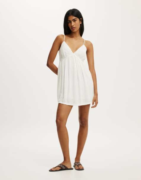 Cotton On Sara babydoll mini dress in white
