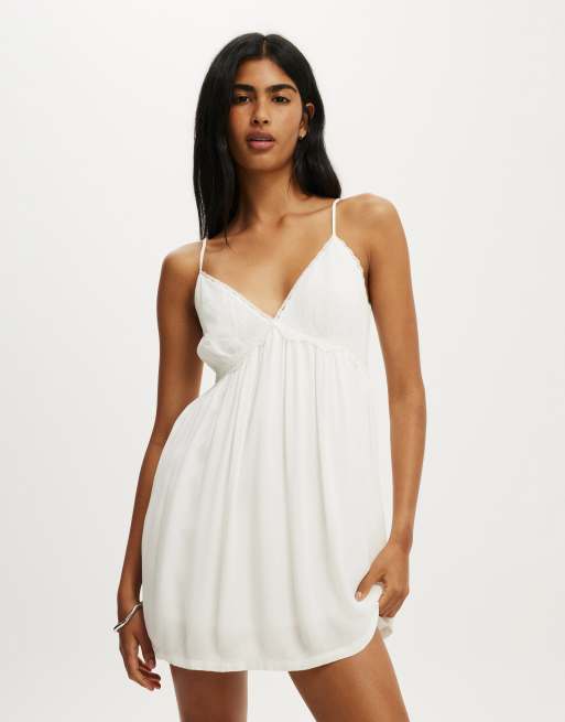 Cotton On Sara babydoll mini dress in white | ASOS